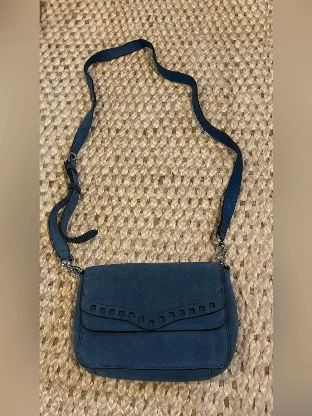 Rebecca Minkoff blue suede leather small crossbody shoulder bag
